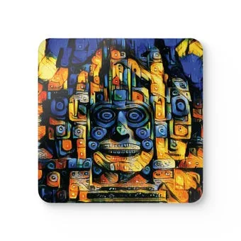 Purple Face Corkwood Coaster Set