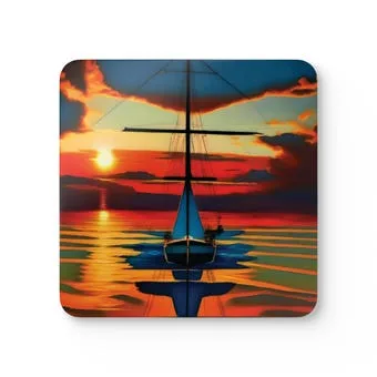 Night On The Water Corkwood Coaster Set