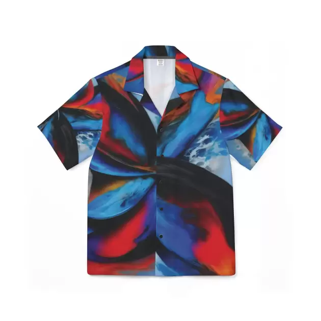 Vibrant Tropical Camp Shirt, Men's Hawaiian Shirt, AOP Shirt for Summer, Casual Beach Attire, Fun Vacation Outfit