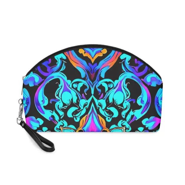 Neon Baroque Makeup Bag — Vibrant Blue & Purple Cosmetic Pouch