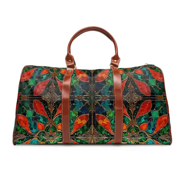 Boho Waterproof Travel Bag - Vibrant Floral Weekender Duffel