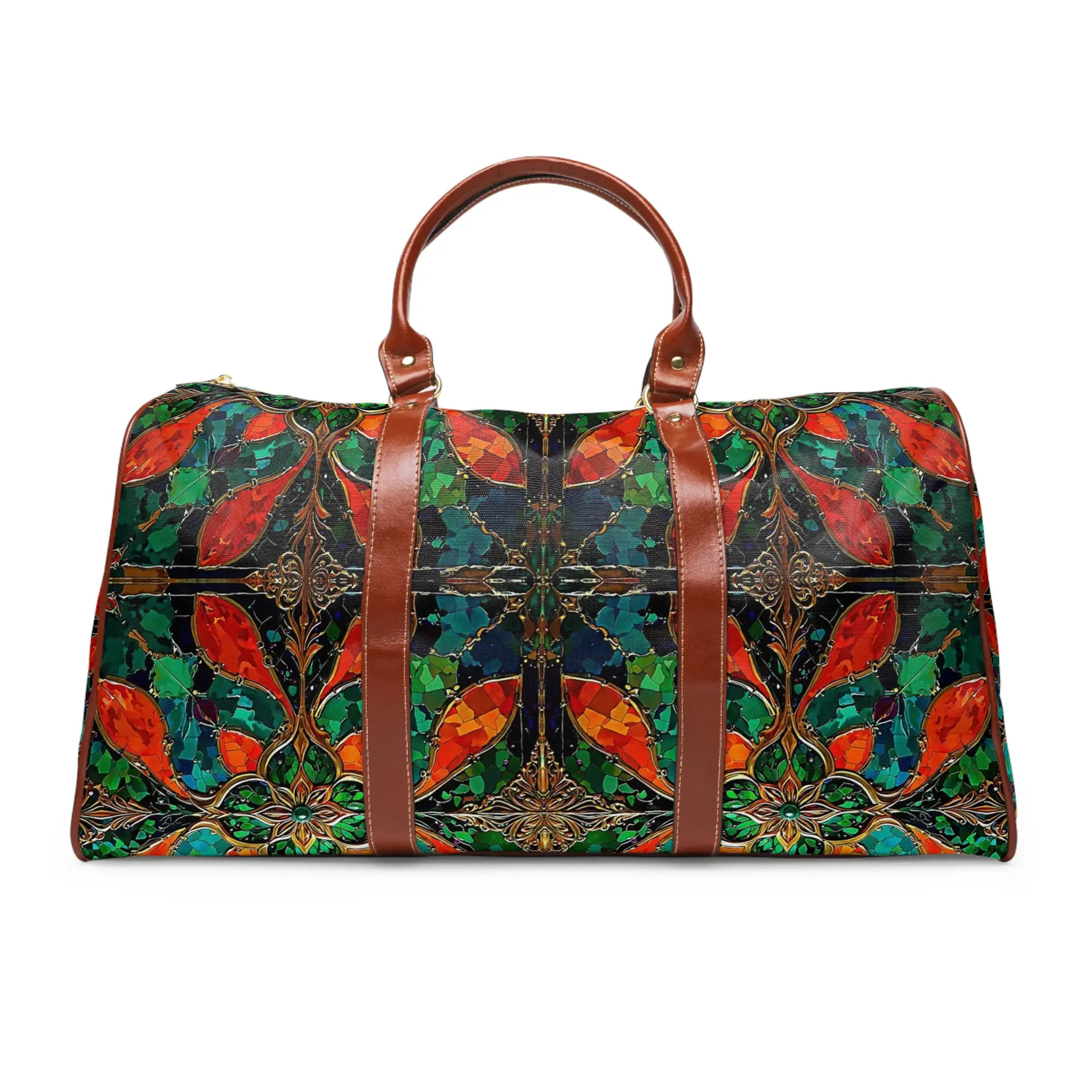 Boho Waterproof Travel Bag - Vibrant Floral Weekender Duffel - Image 2