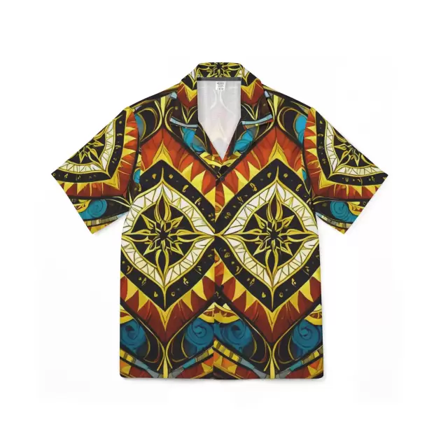 Tribal Geometric Pattern Hawaiian Camp Shirt | AOP