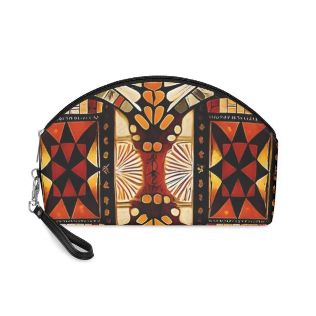 Polynesian Tapa Pattern Makeup Bag | South Pacific Inspired Cosmetic Pouch