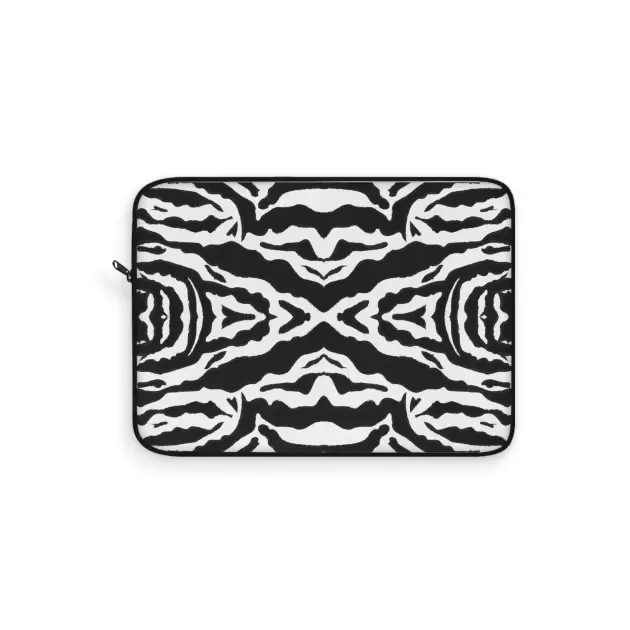 Abstract Zebra Pattern Laptop Sleeve | Black White Animal Print