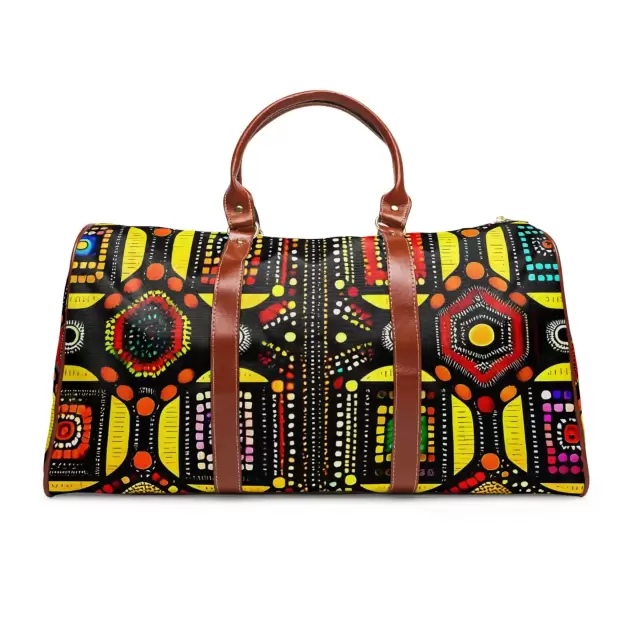 Colorful Tribal Waterproof Travel Duffle Bag - Bold Geometric Weekender