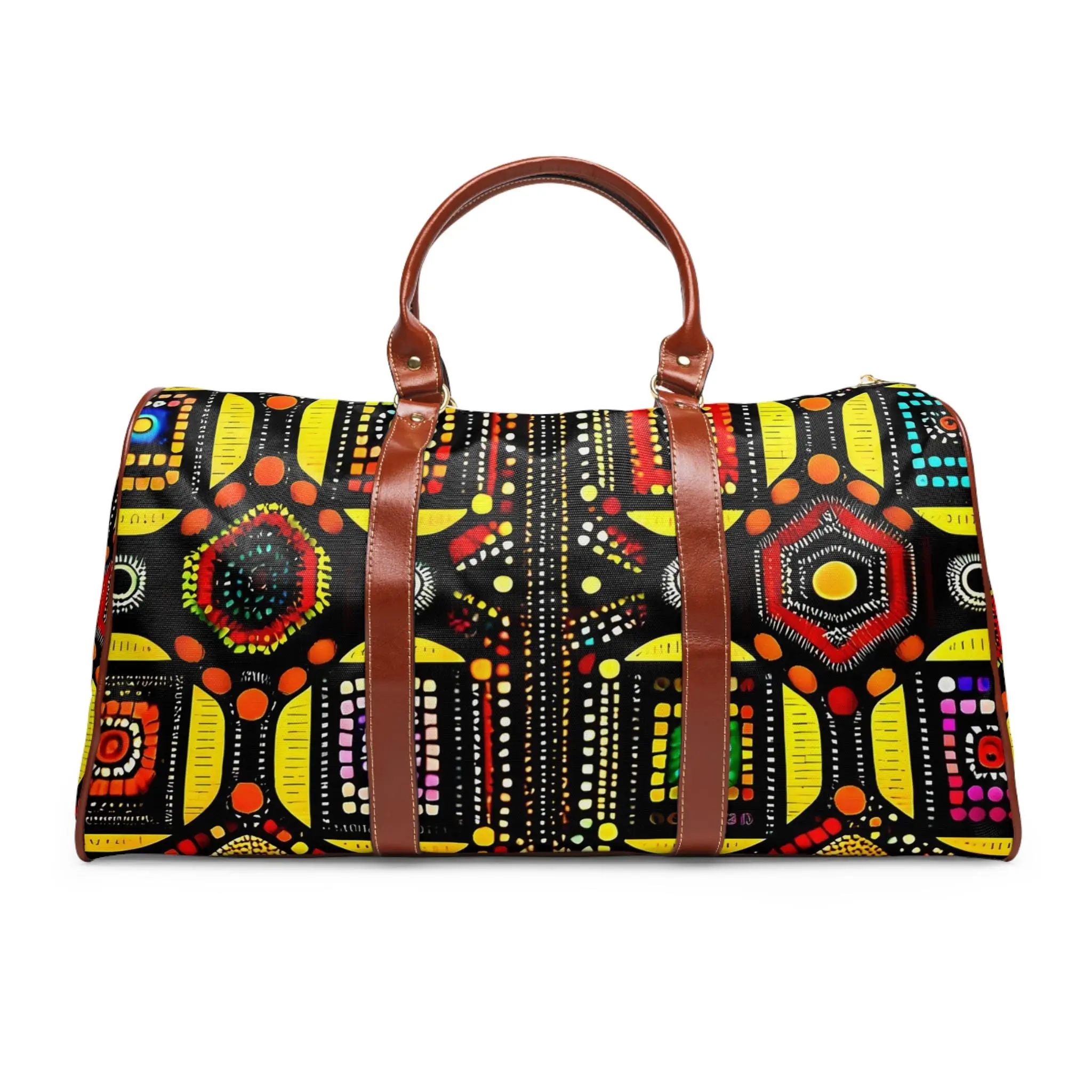 Colorful Tribal Waterproof Travel Duffle Bag - Bold Geometric Weekender