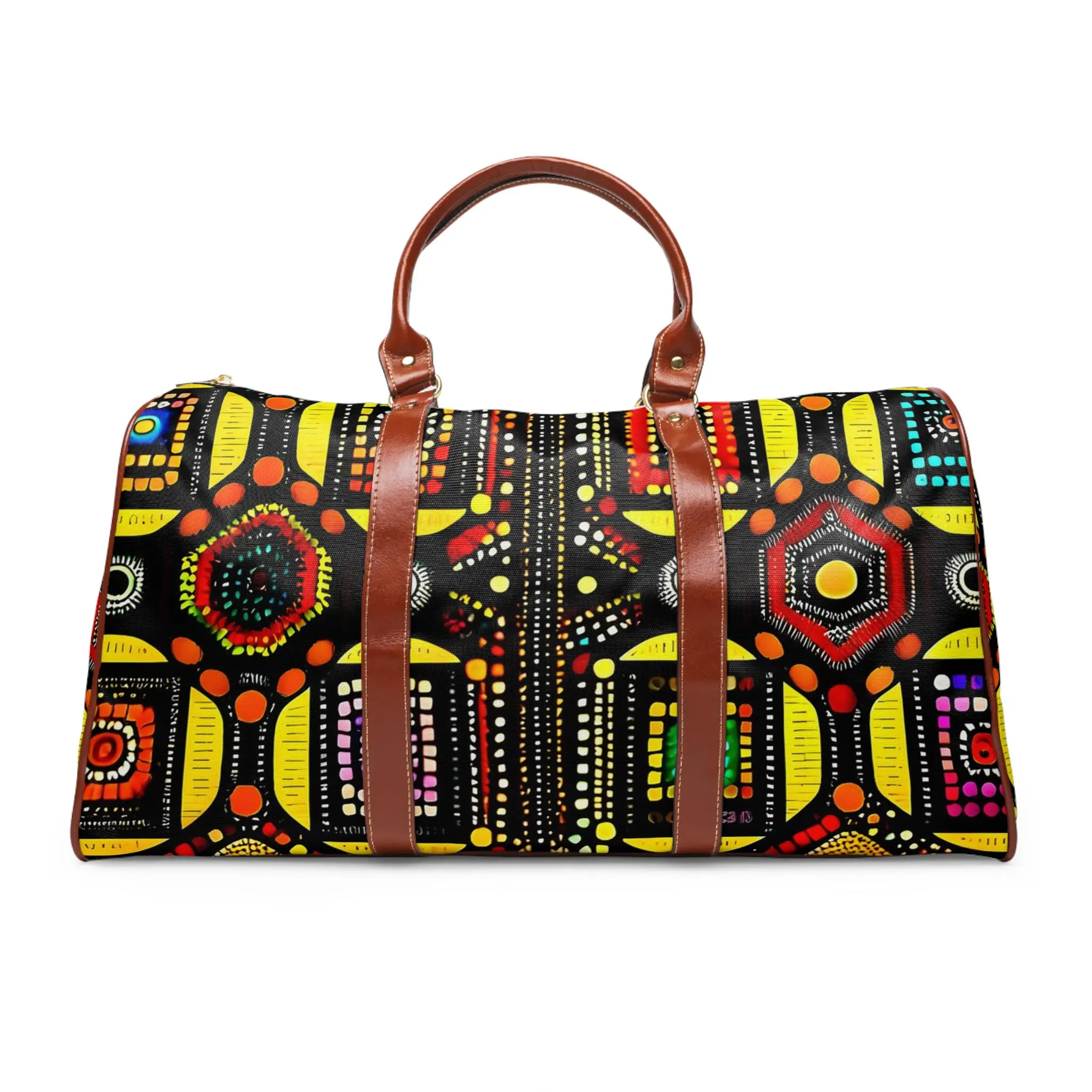 Colorful Tribal Waterproof Travel Duffle Bag - Bold Geometric Weekender
