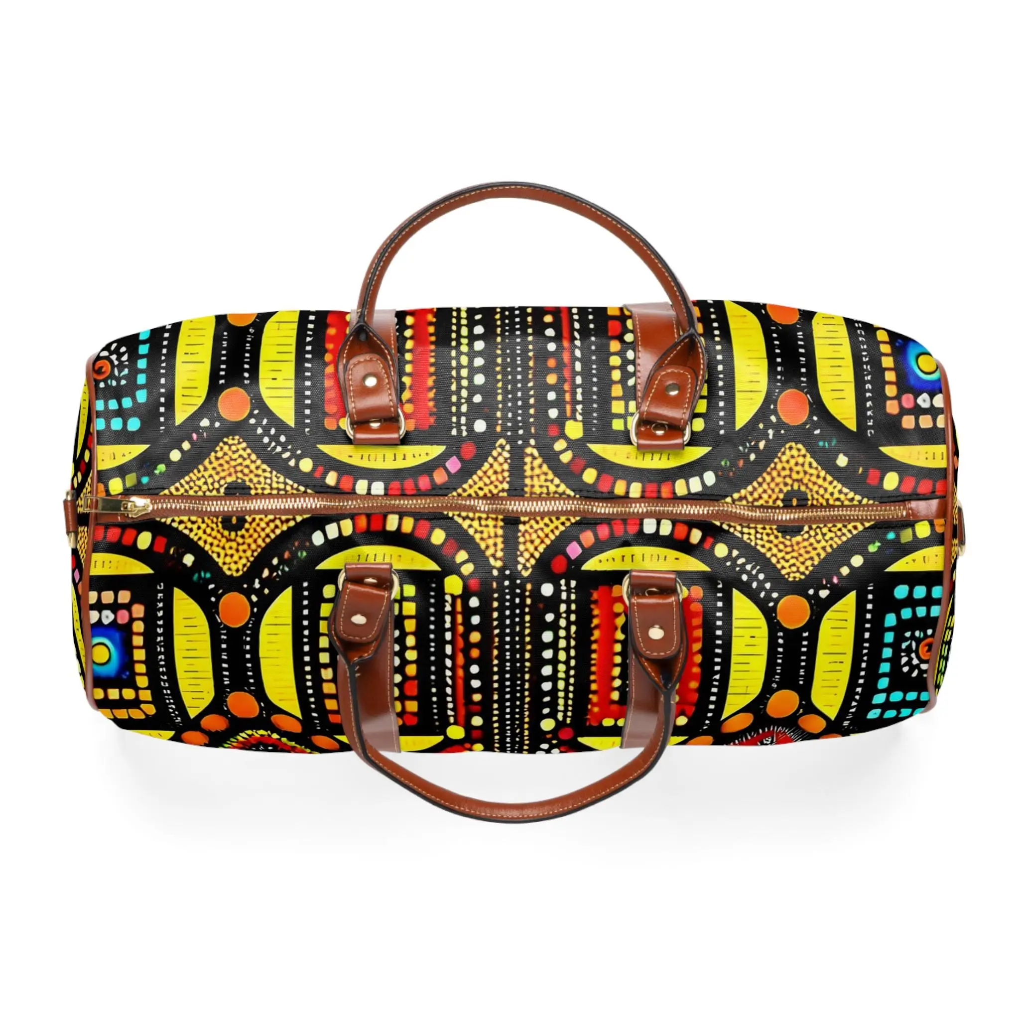Colorful Tribal Waterproof Travel Duffle Bag - Bold Geometric Weekender