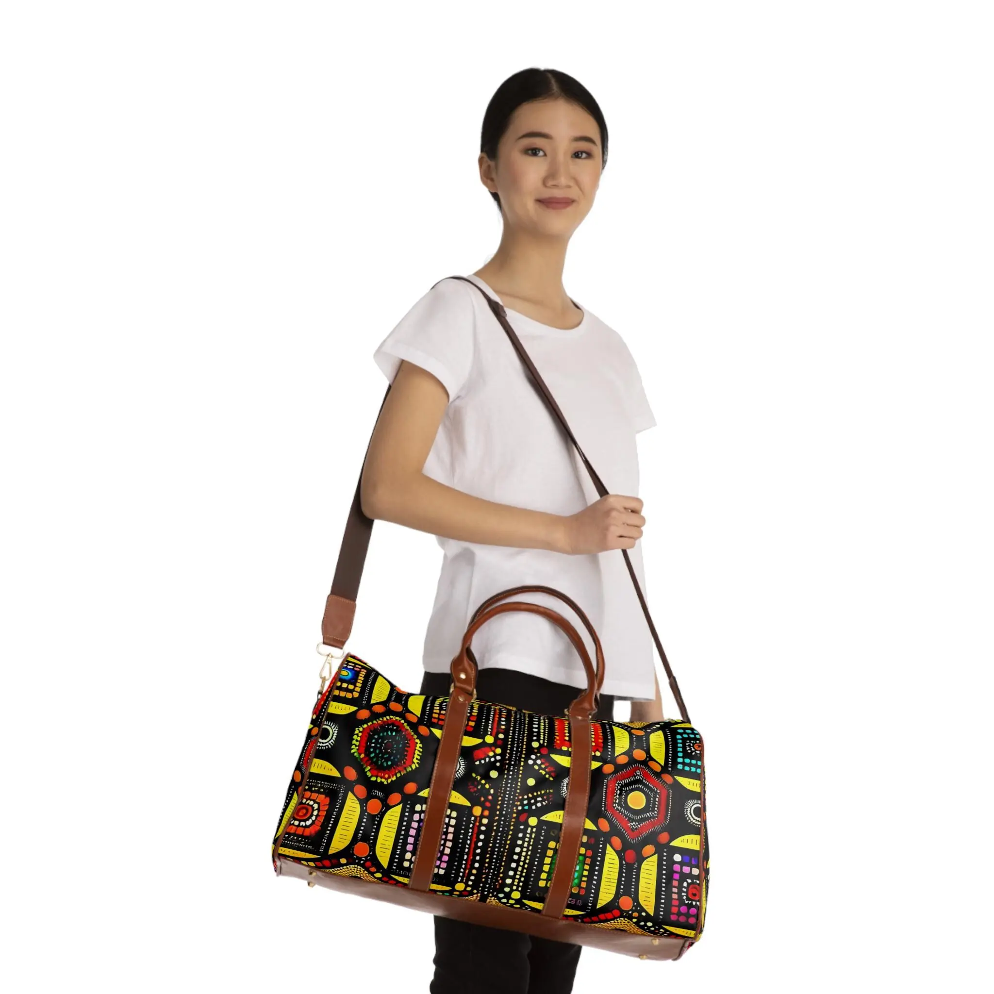 Colorful Tribal Waterproof Travel Duffle Bag - Bold Geometric Weekender