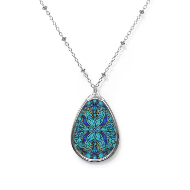 Blue Lobsters - Oval Necklace