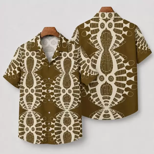 Abstract Urchin Brown - Hawaiian Shirt