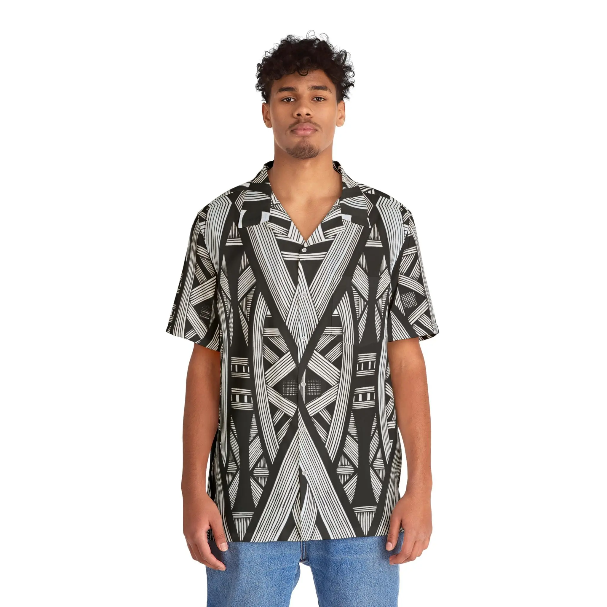 Black White Tribal Lines - Hawaiian Shirt