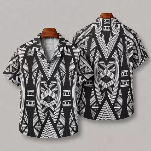Black White Tribal Lines - Hawaiian Shirt