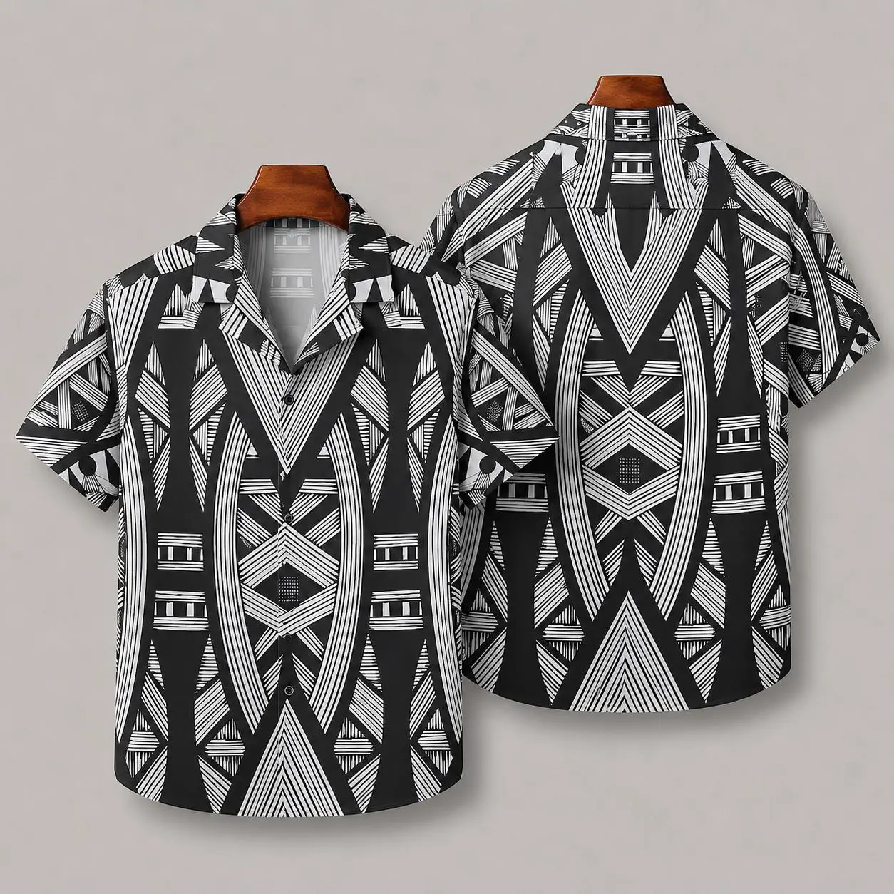 Black White Tribal Lines - Hawaiian Shirt