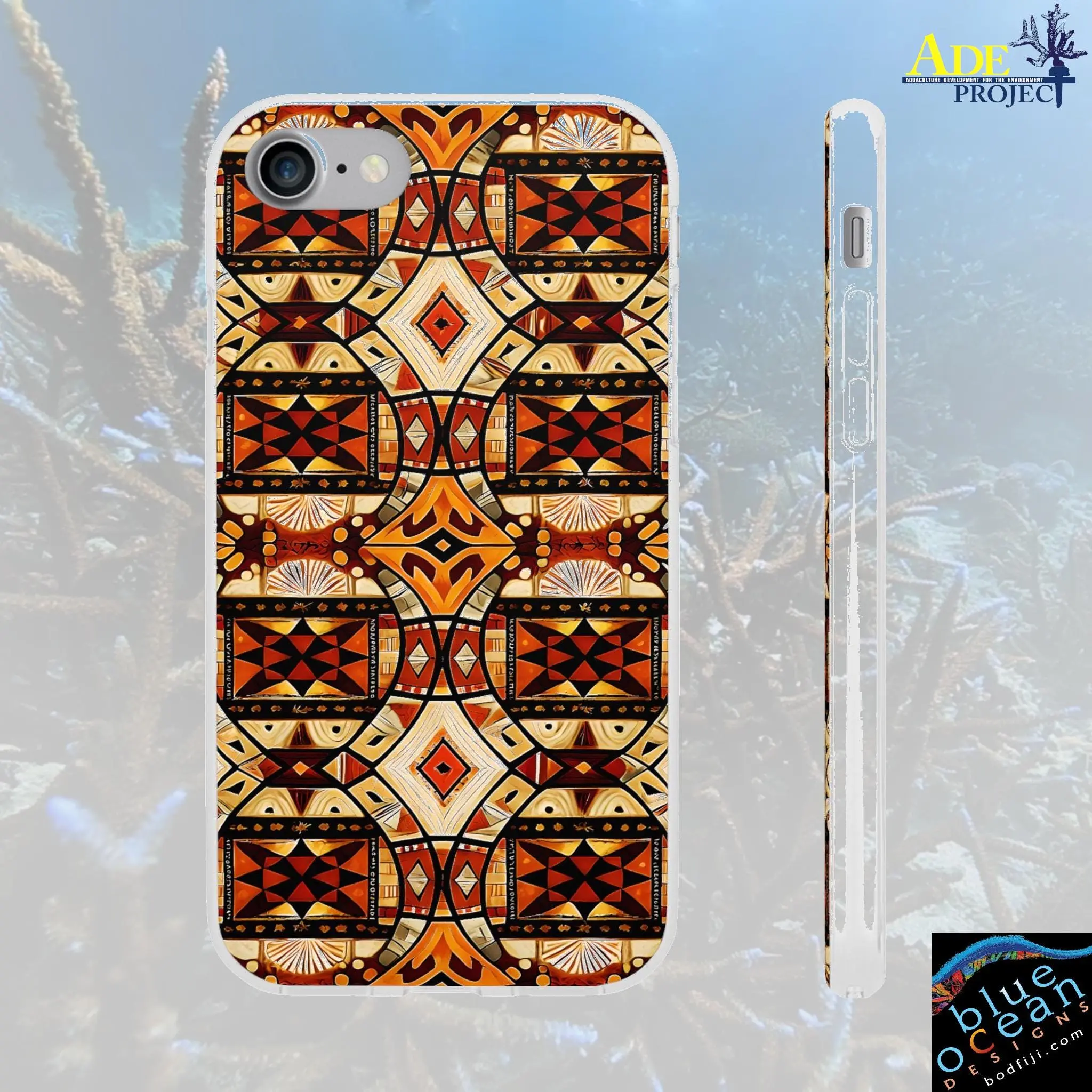 Tapa Too Tight iPhone Flexi Case - Walt Smith Fiji Ocean Art - Supports ADE Reef Restoration