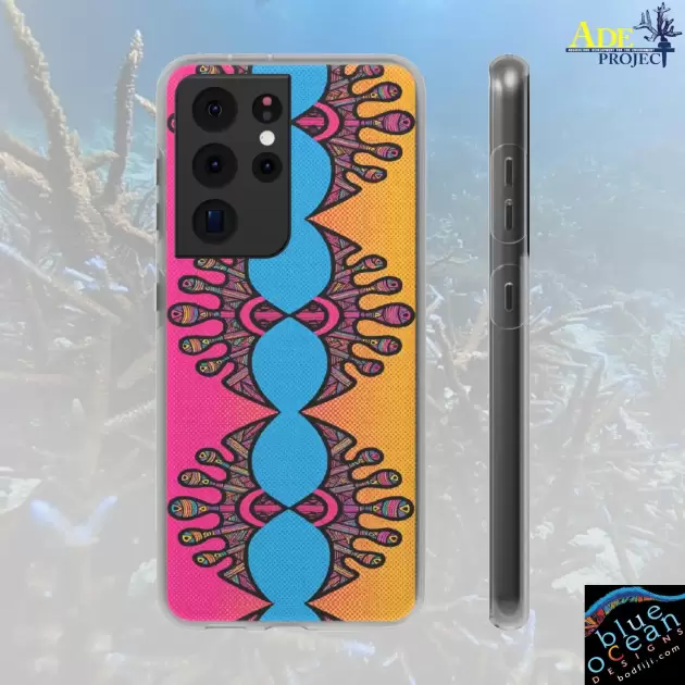Abstract Urchin Color Android Flexi Case - Walt Smith Fiji Ocean Art - Supports ADE Reef Restoration