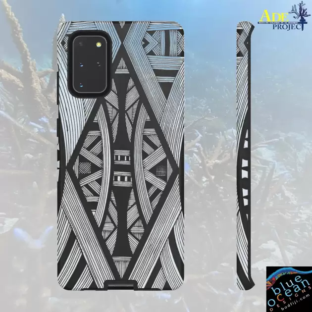 Black & White Tribal Lines Android Tough Case - Walt Smith Fiji Ocean Art - Supports ADE Reef Restoration