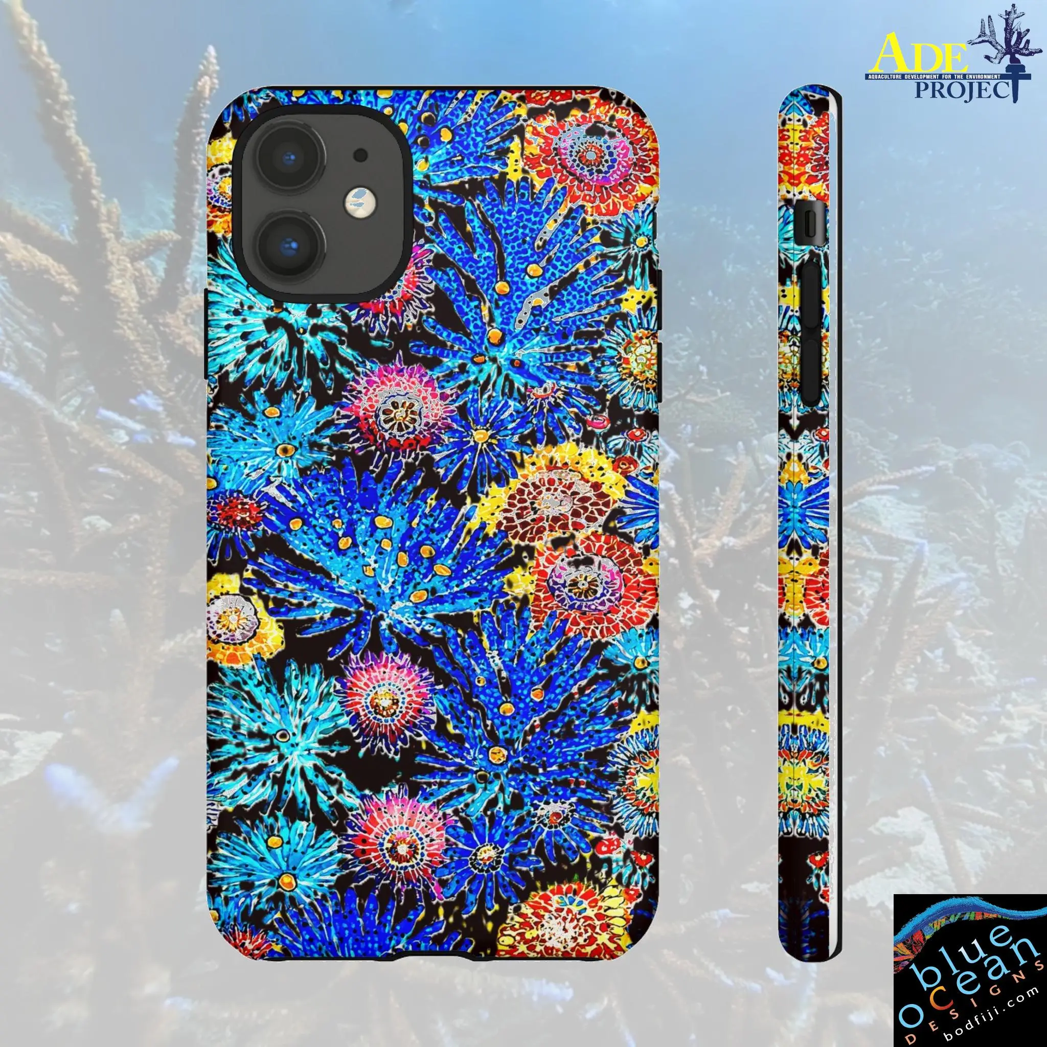 Coral Explosion iPhone Tough Case - Walt Smith Fiji Ocean Art - Supports ADE Reef Restoration