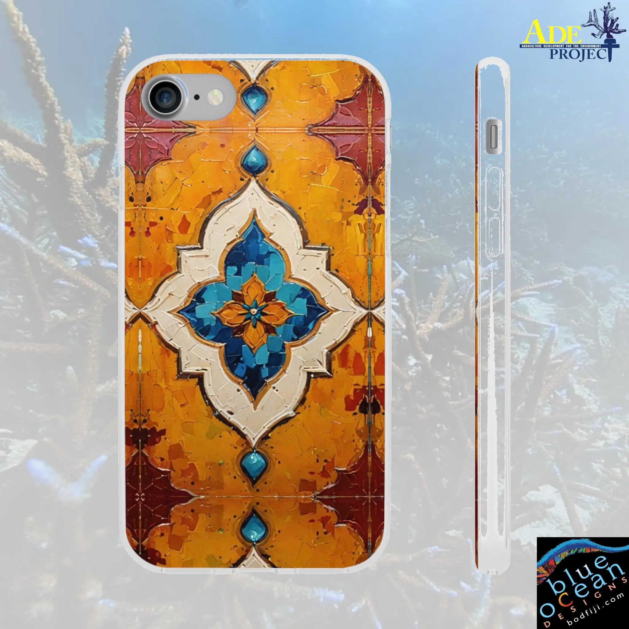 Morocco Tiles iPhone Flexi Case - Walt Smith Fiji Ocean Art - Supports ADE Reef Restoration