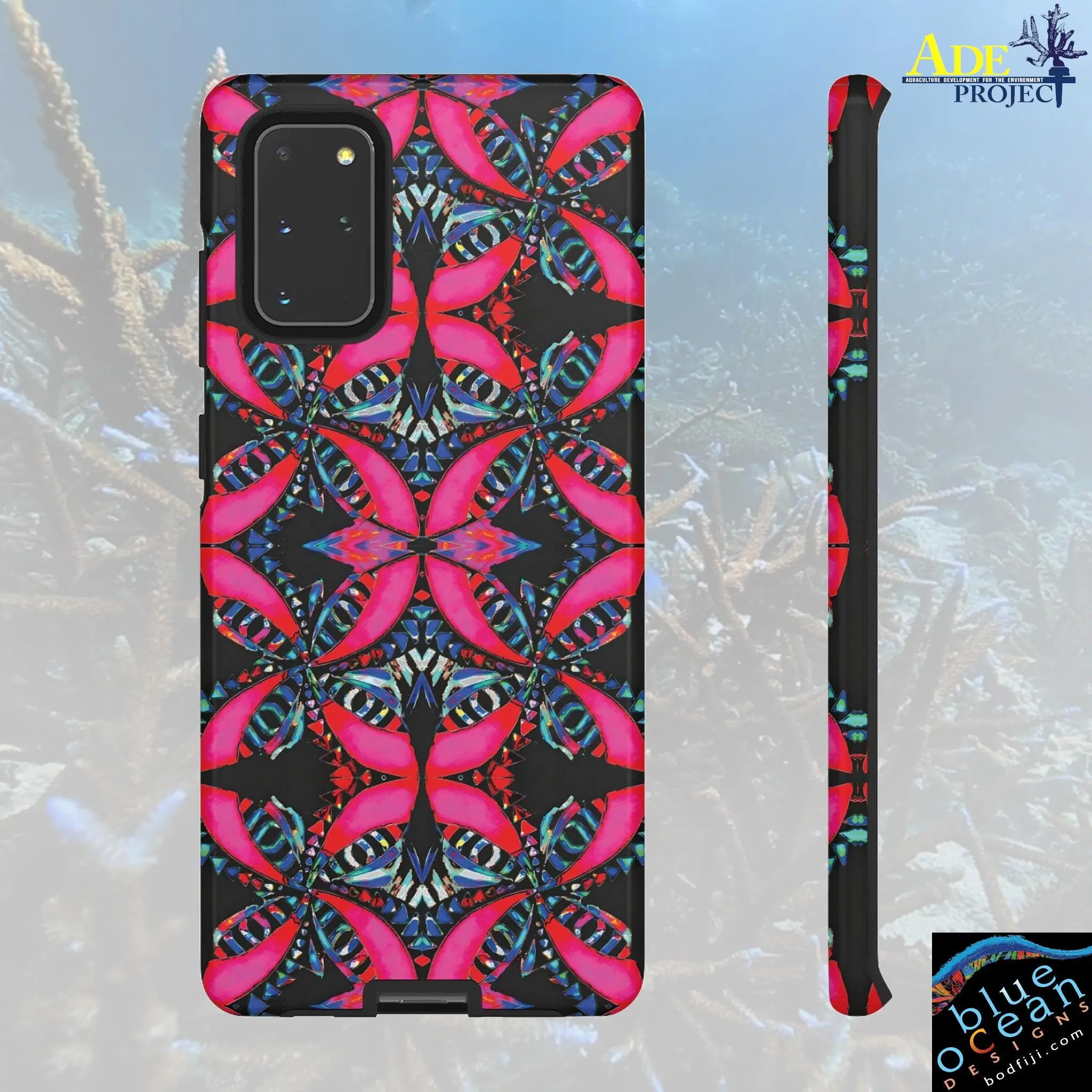 Pink on Black Android Tough Case - Walt Smith Fiji Ocean Art - Supports ADE Reef Restoration