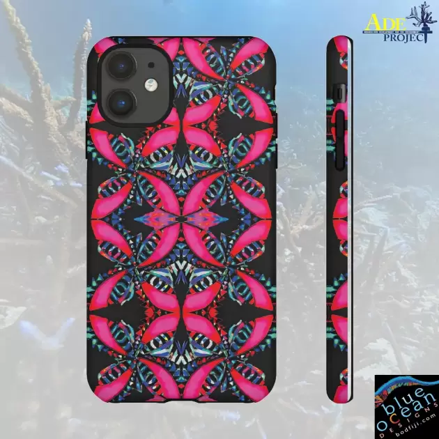 Pink on Black iPhone Tough Case - Walt Smith Fiji Ocean Art - Supports ADE Reef Restoration