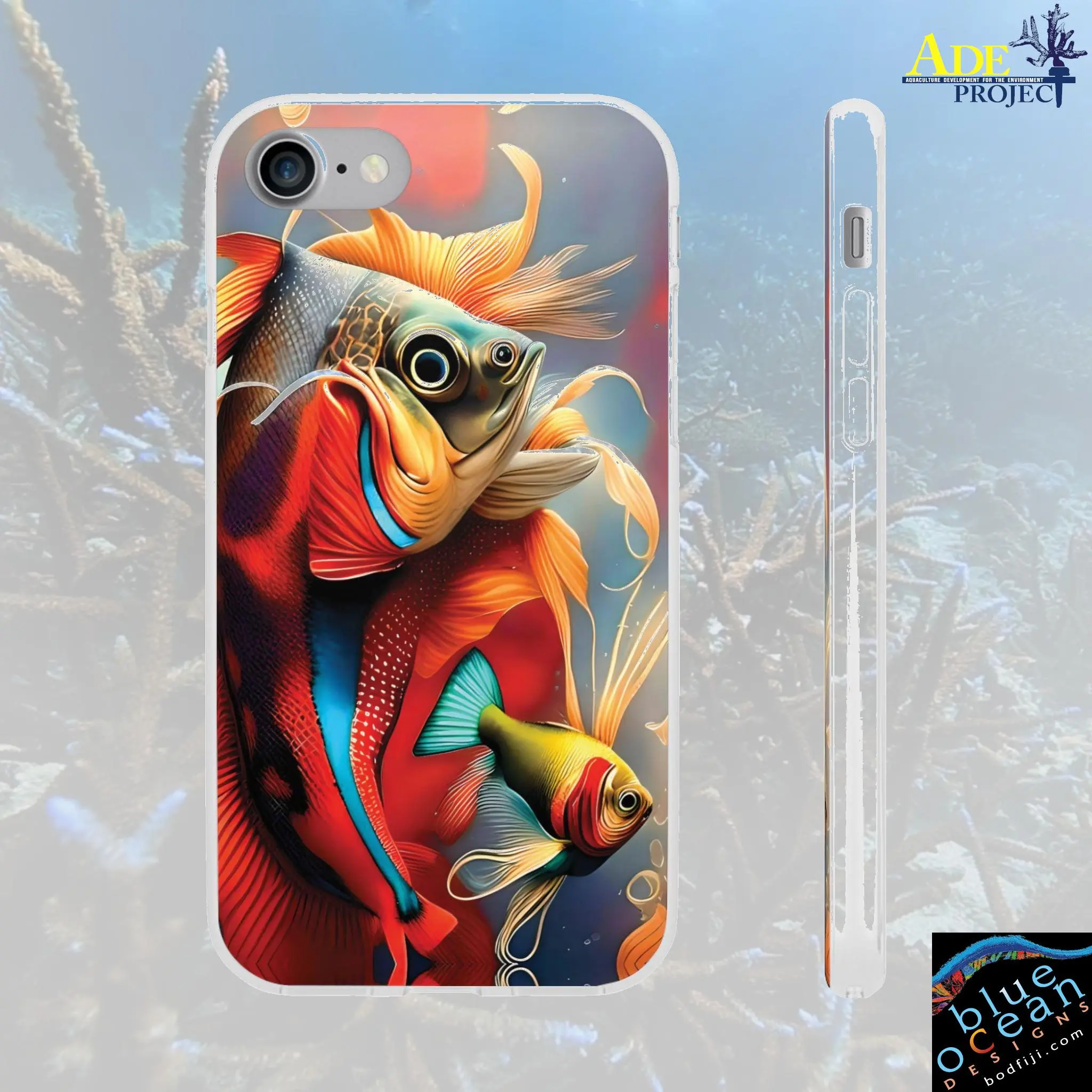 Mr Fish iPhone Flexi Case - Walt Smith Fiji Ocean Art - Supports ADE Reef Restoration