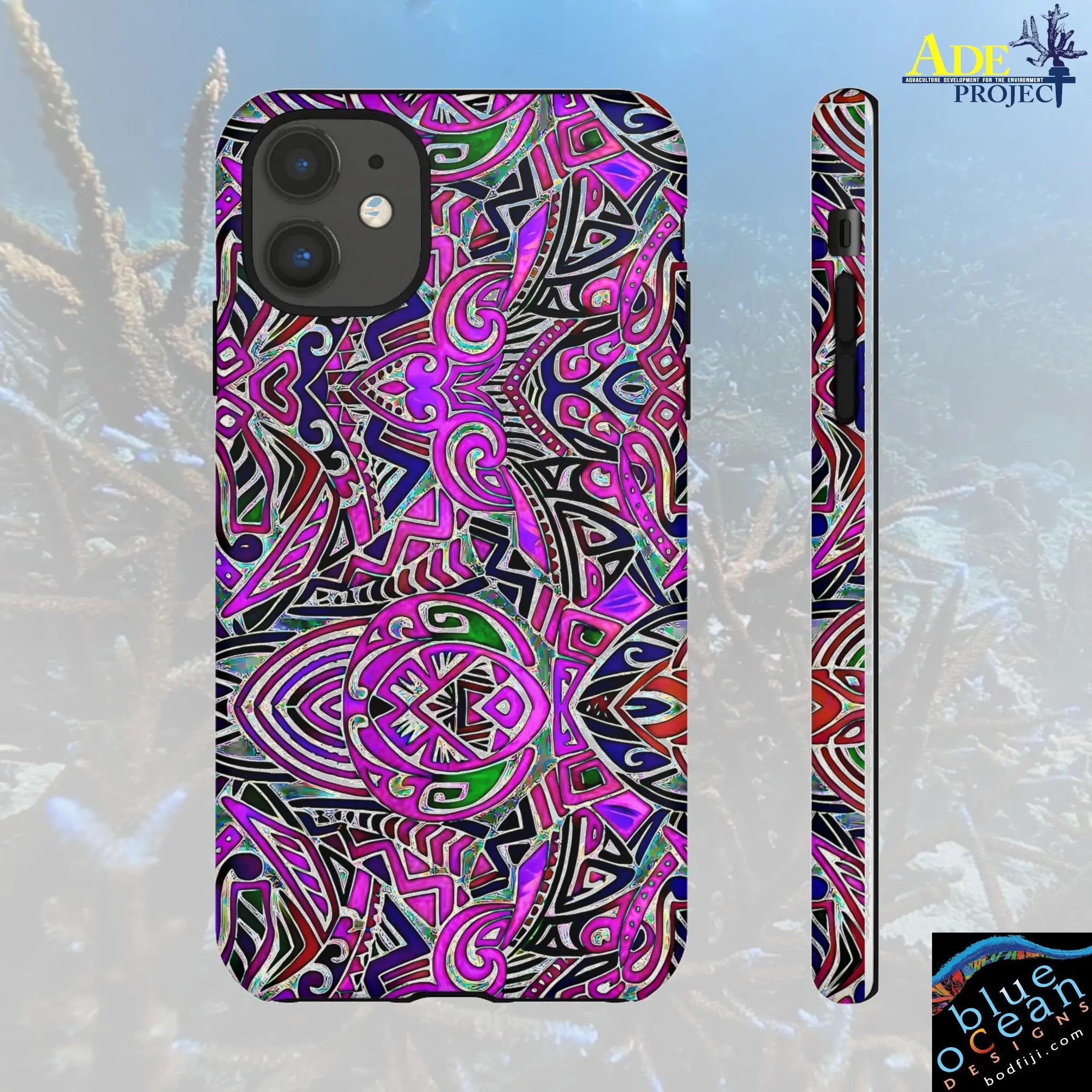 Purple Indo iPhone Tough Case - Walt Smith Fiji Ocean Art - Supports ADE Reef Restoration