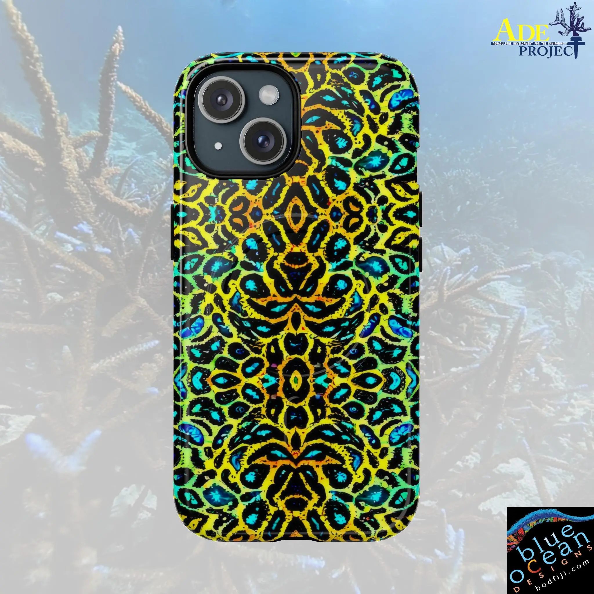 Golden Cat iPhone Magnetic Case - Walt Smith Fiji Ocean Art - Supports ADE Reef Restoration