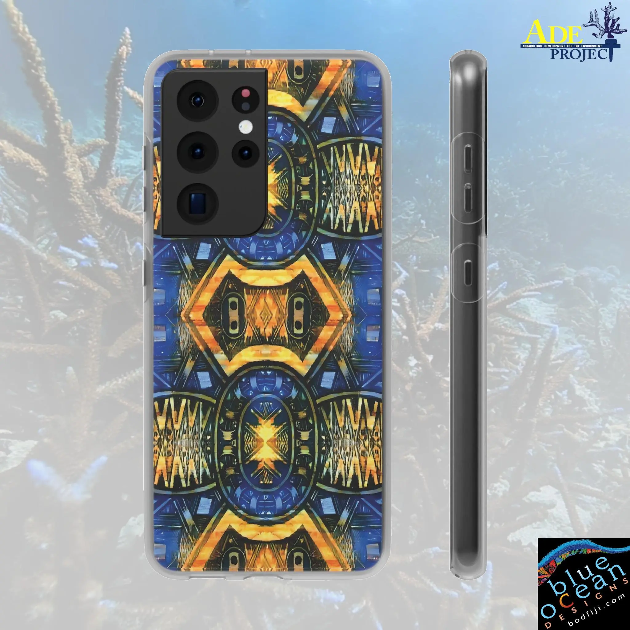 Blue Shield Android Flexi Case - Walt Smith Fiji Ocean Art - Supports ADE Reef Restoration