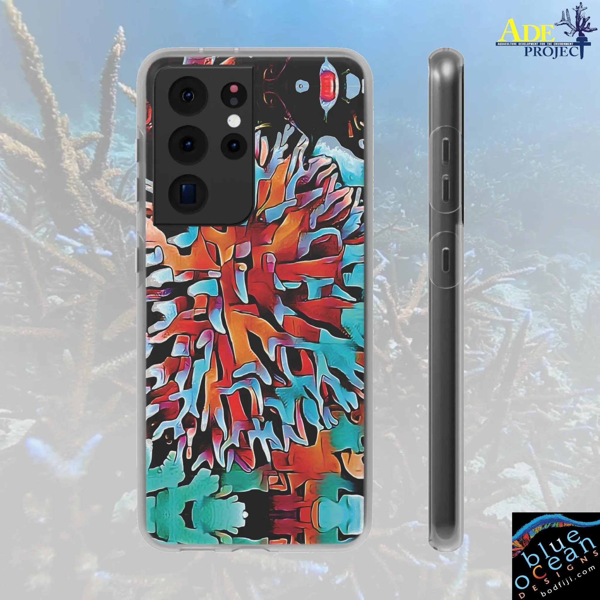 Aqua Spike Android Flexi Case - Walt Smith Fiji Ocean Art - Supports ADE Reef Restoration