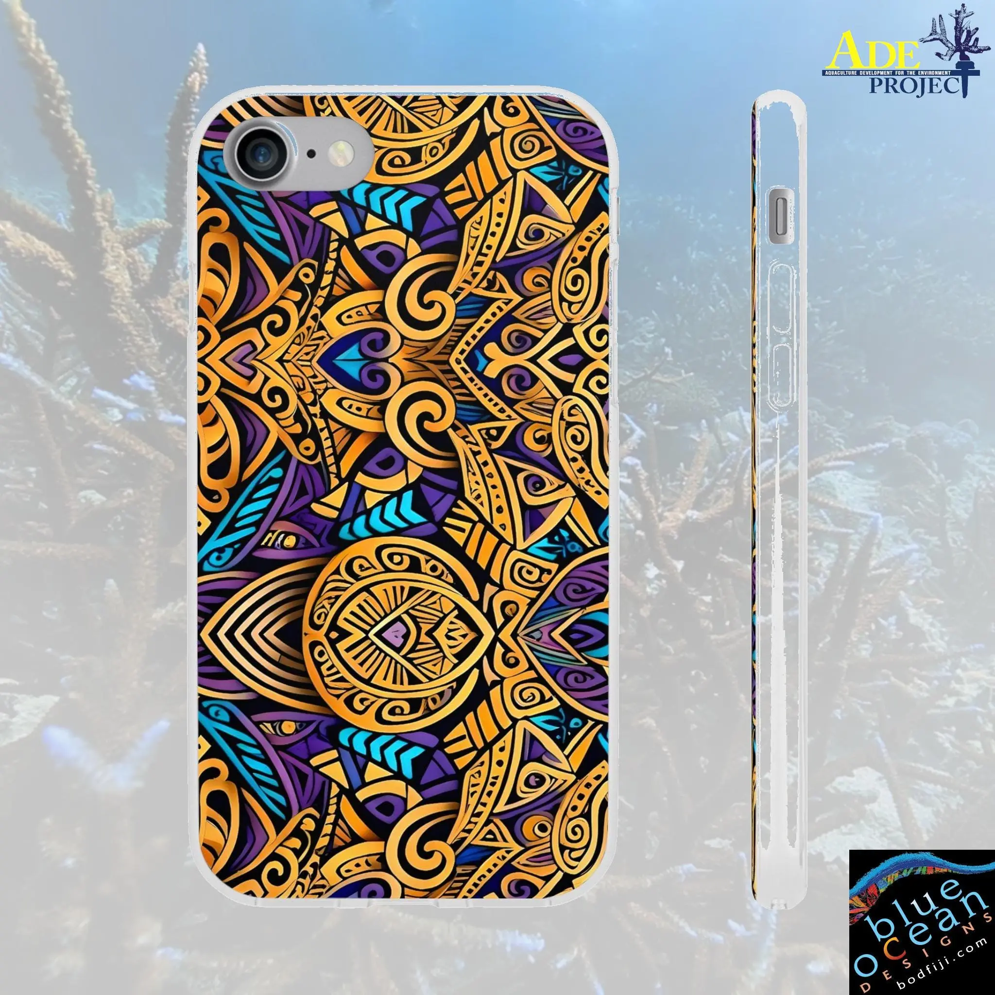 Gold Indo iPhone Flexi Case - Walt Smith Fiji Ocean Art - Supports ADE Reef Restoration