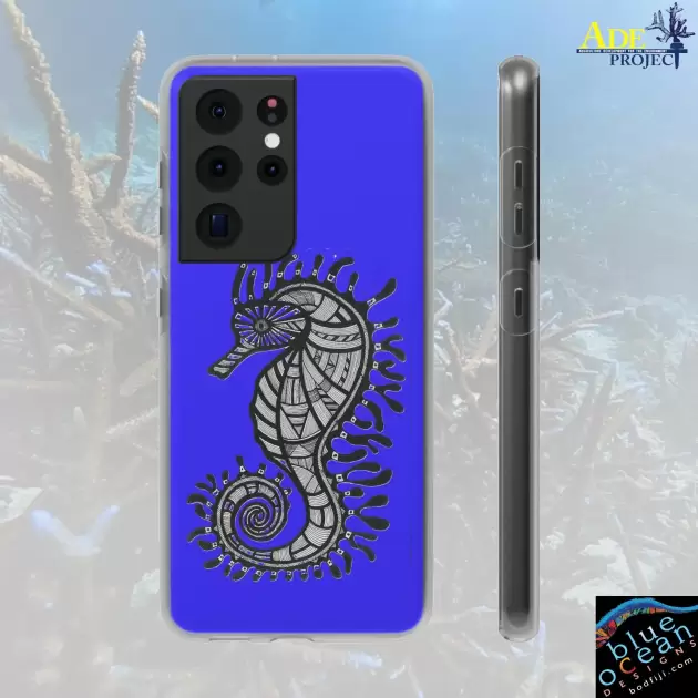 Seahorse on Blue Android Flexi Case - Walt Smith Fiji Ocean Art - Supports ADE Reef Restoration