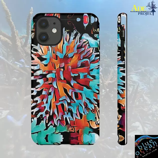 Aqua Spike iPhone Tough Case - Walt Smith Fiji Ocean Art - Supports ADE Reef Restoration