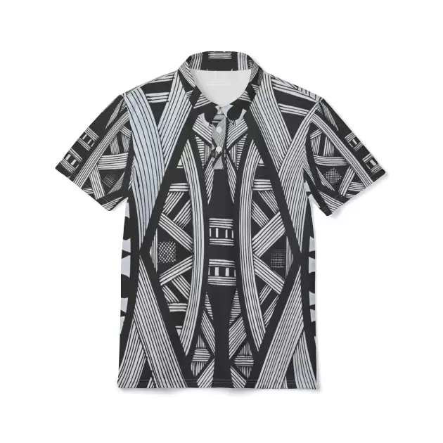 Black White Tribal Lines - Polo Shirt