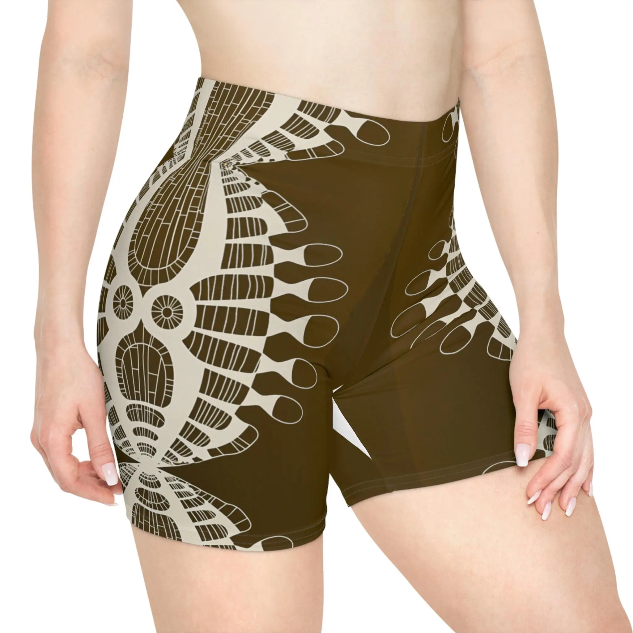 Abstract Urchin Brown - Womens Biker Shorts