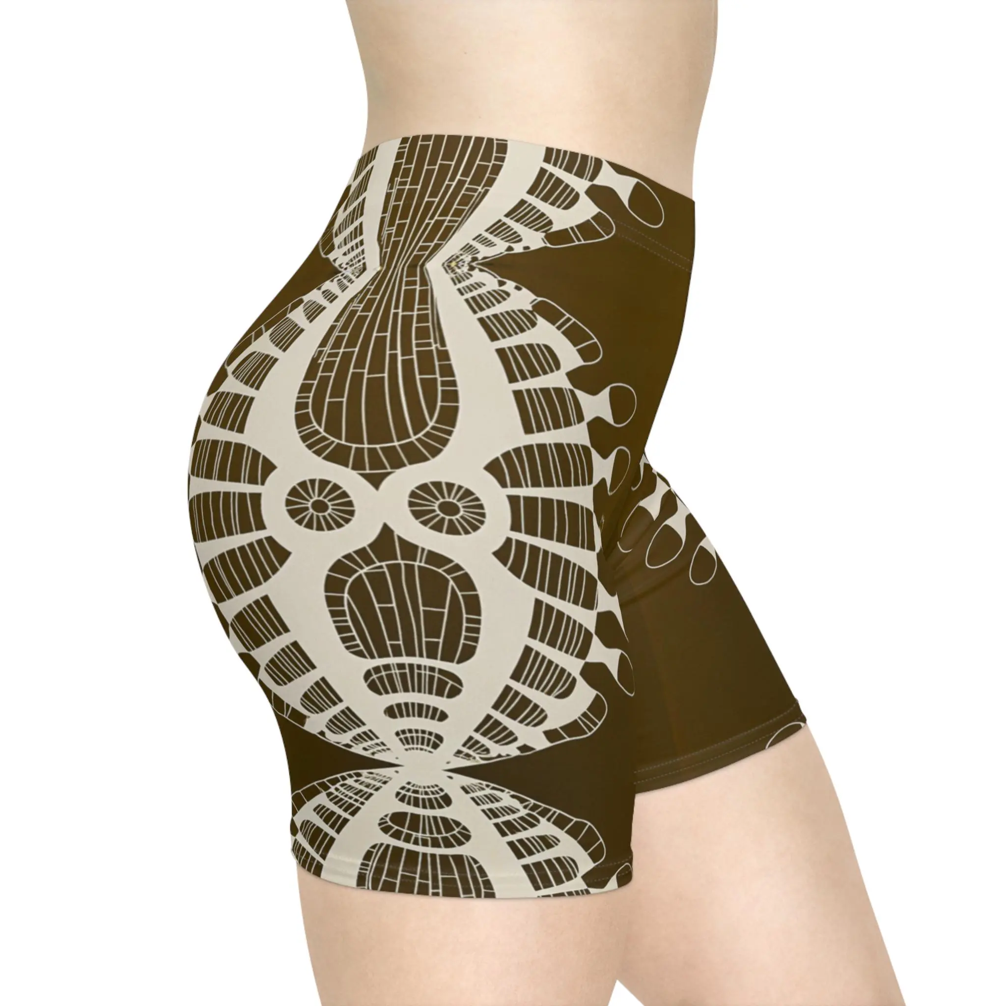 Abstract Urchin Brown - Womens Biker Shorts