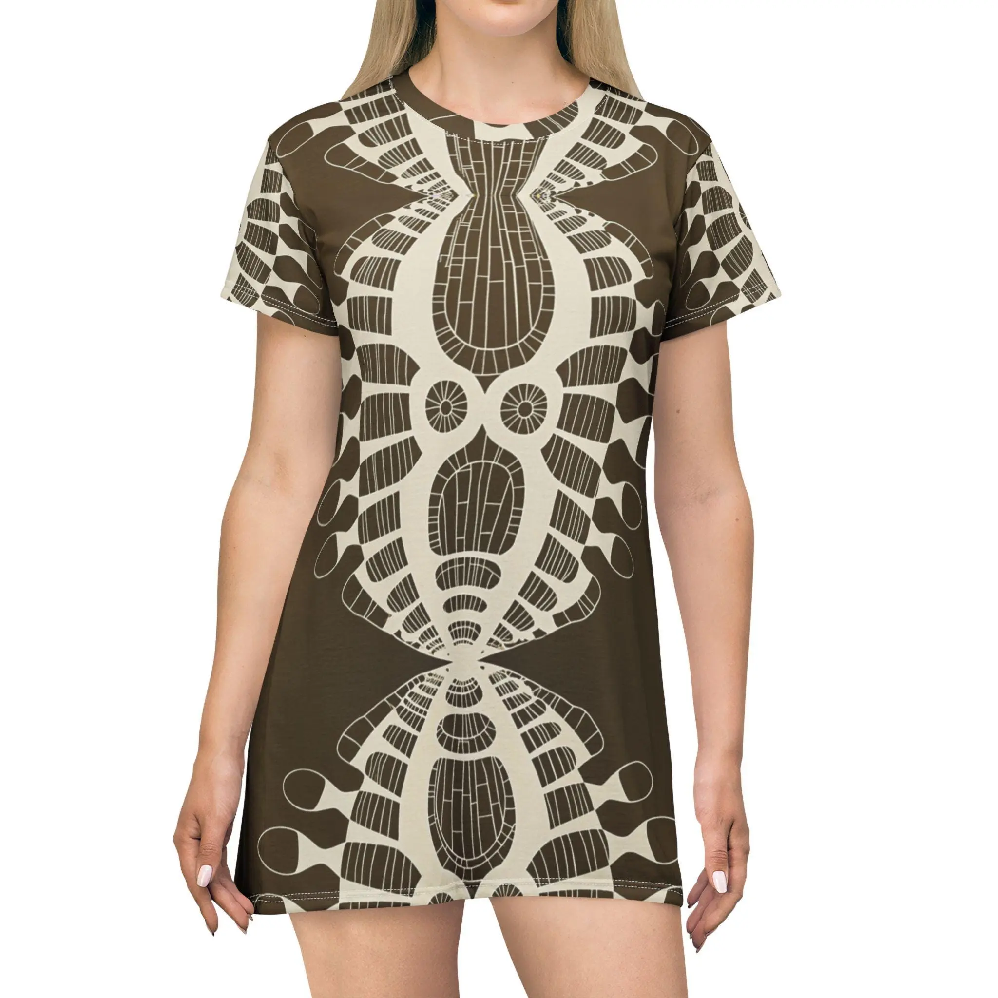 Abstract Urchin Brown - T-Shirt Dress