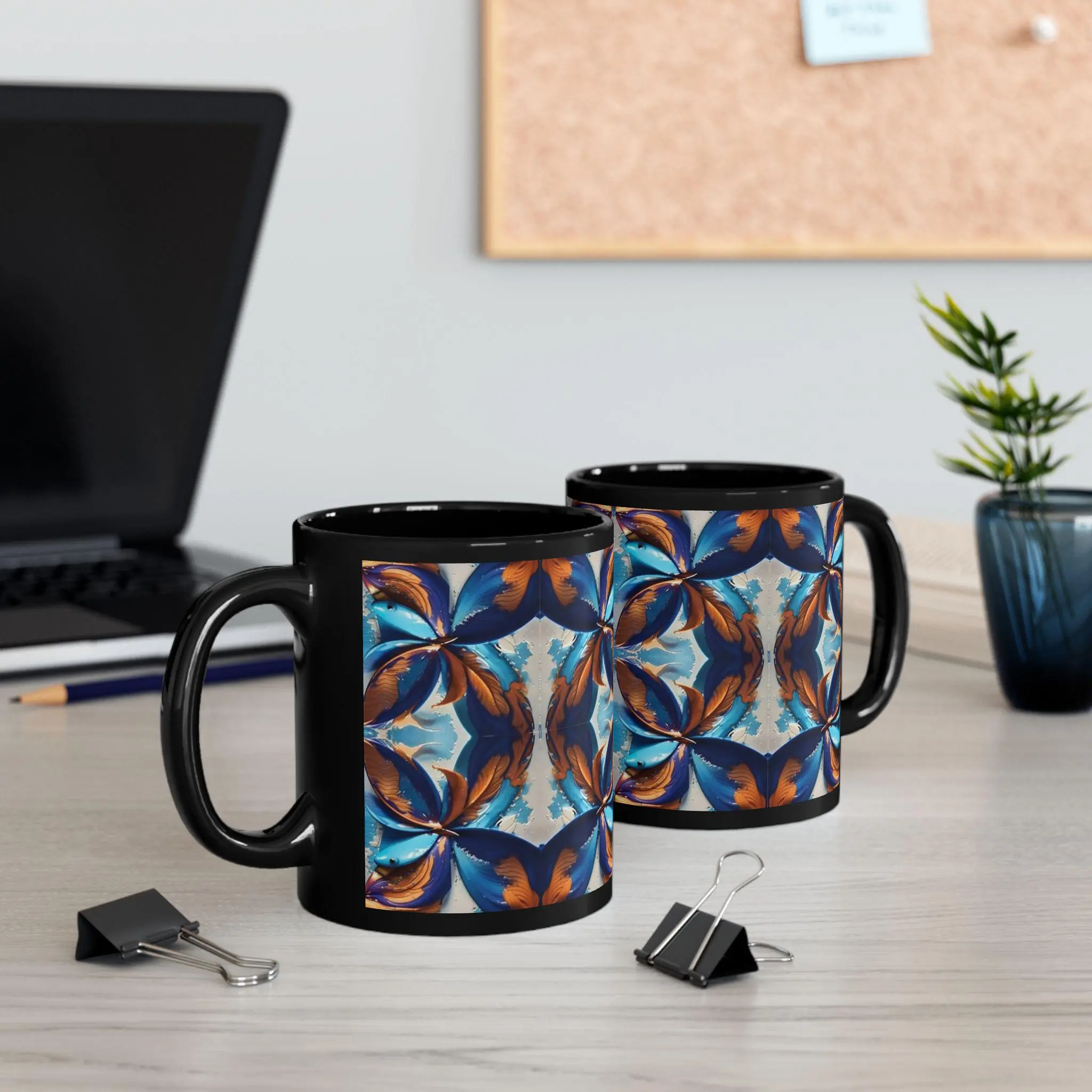 Blue Fan Quad - Coffee Mug