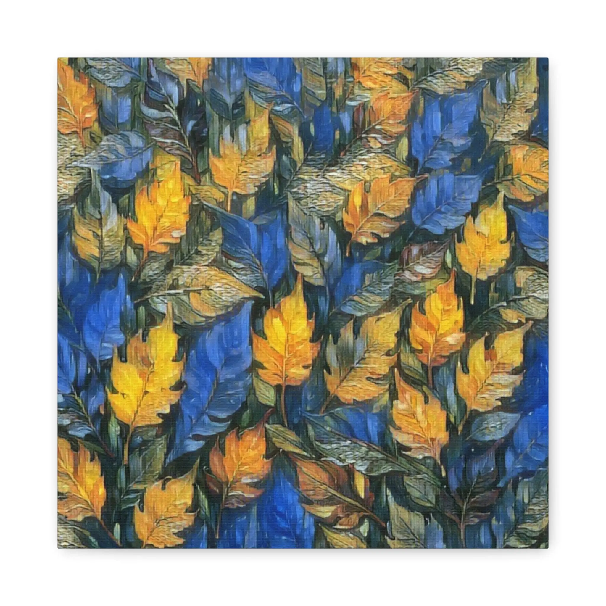 Blue and Gold Leaf - Canvas Wall Art