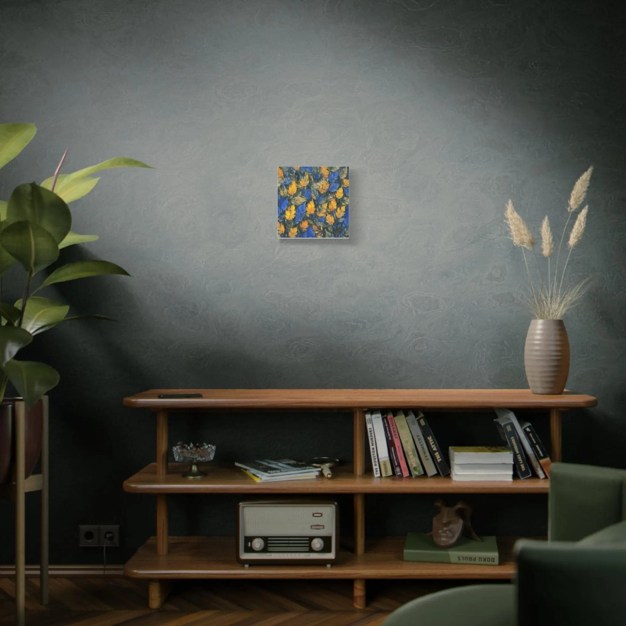 Blue and Gold Leaf - Canvas Wall Art