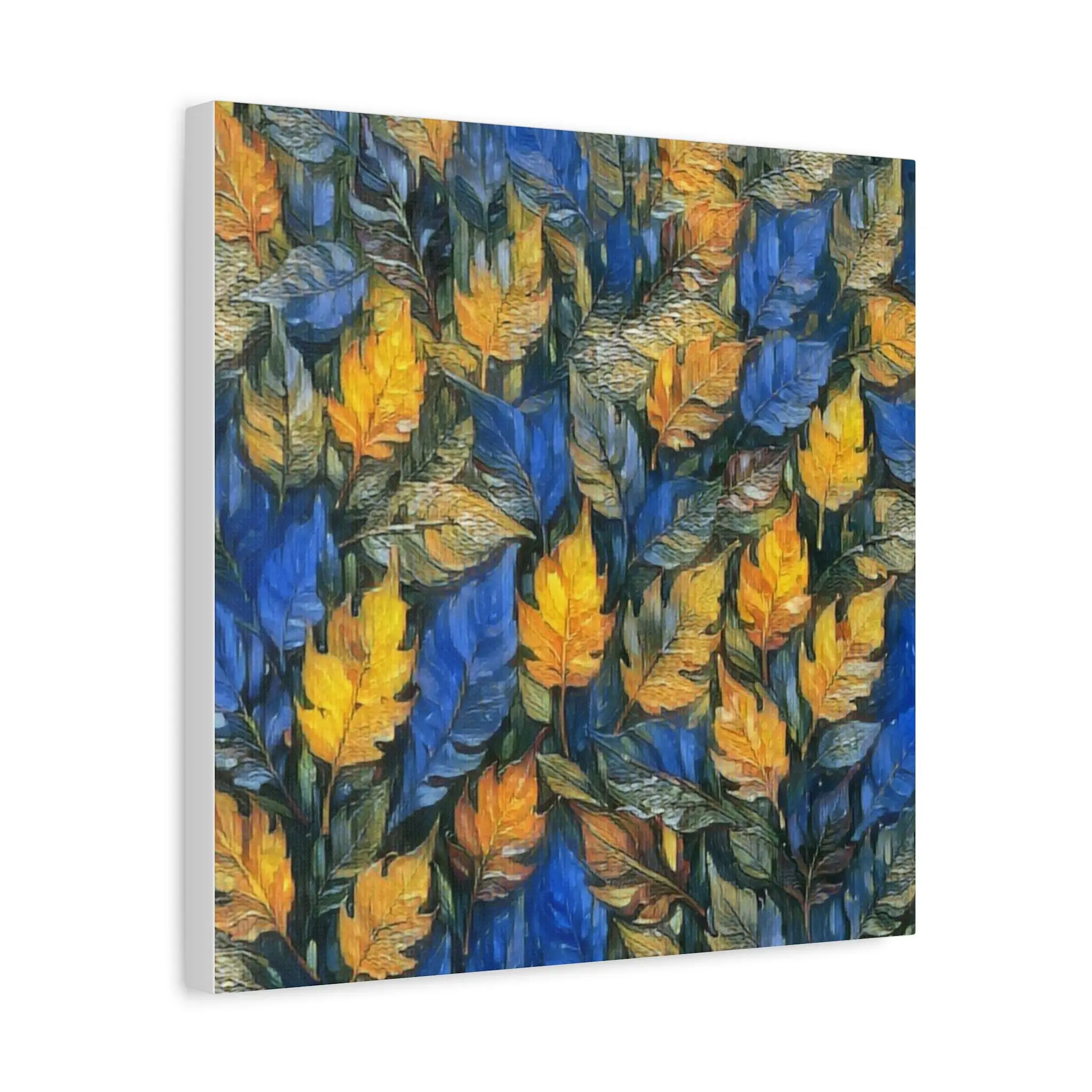 Blue and Gold Leaf - Canvas Wall Art