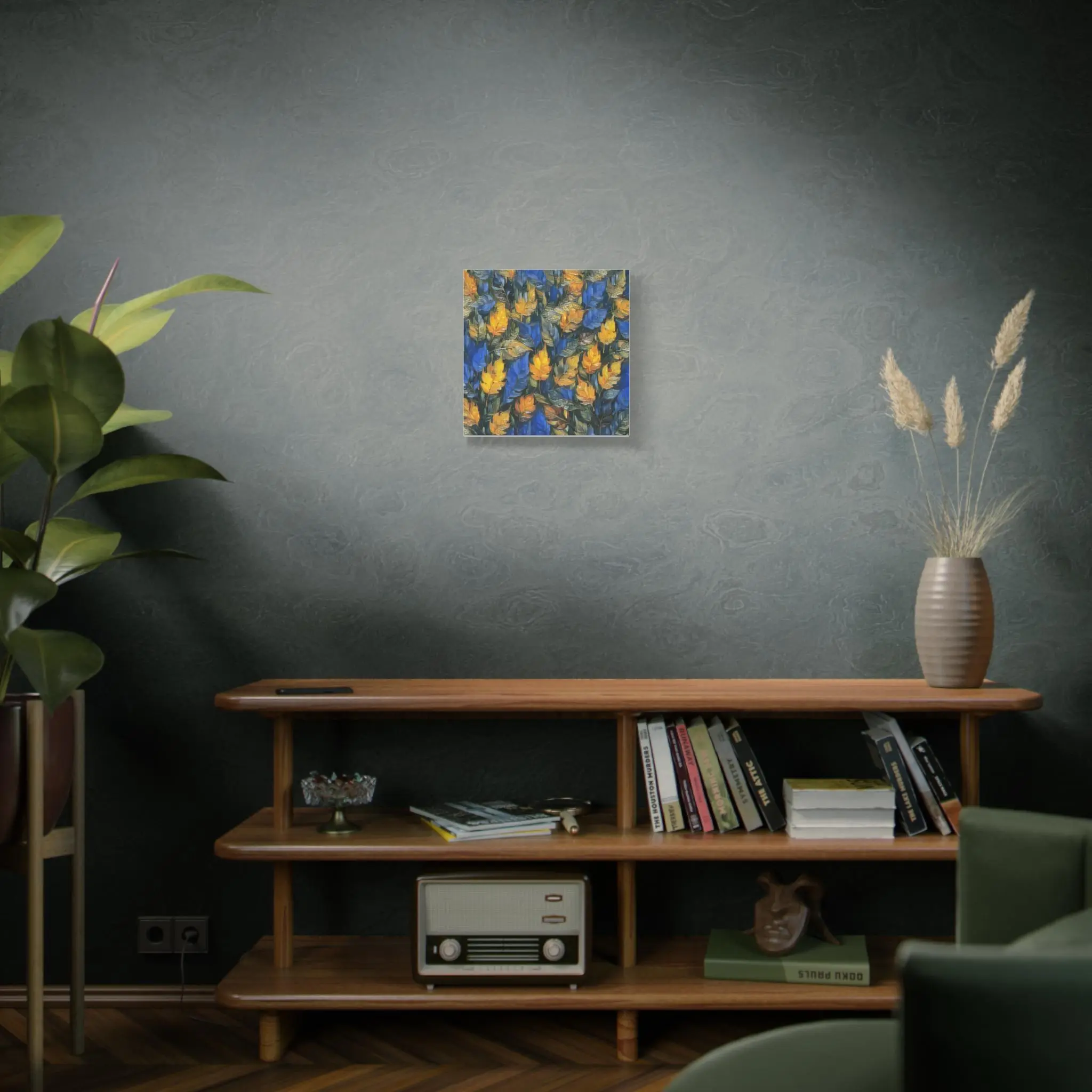 Blue and Gold Leaf - Canvas Wall Art