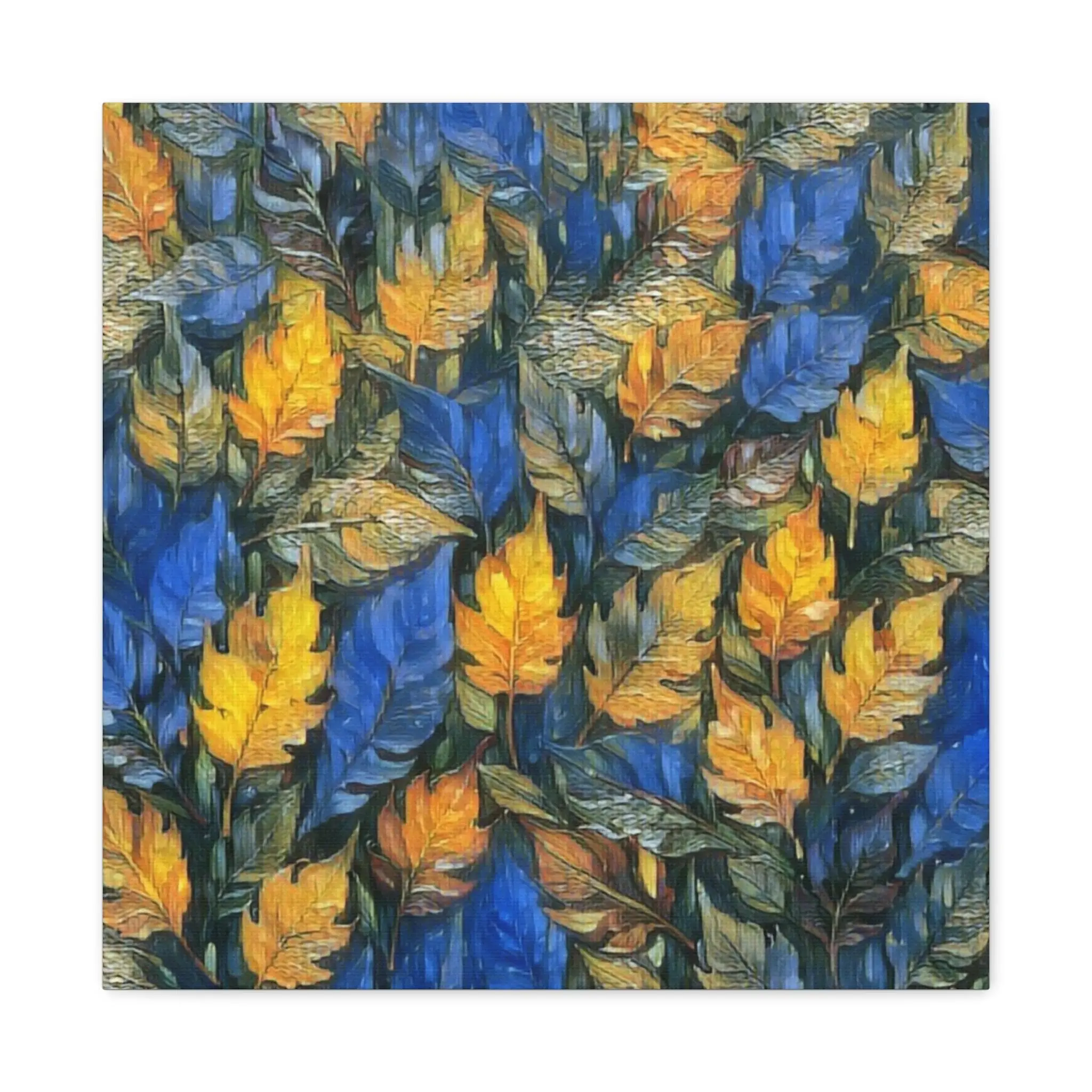 Blue and Gold Leaf - Canvas Wall Art