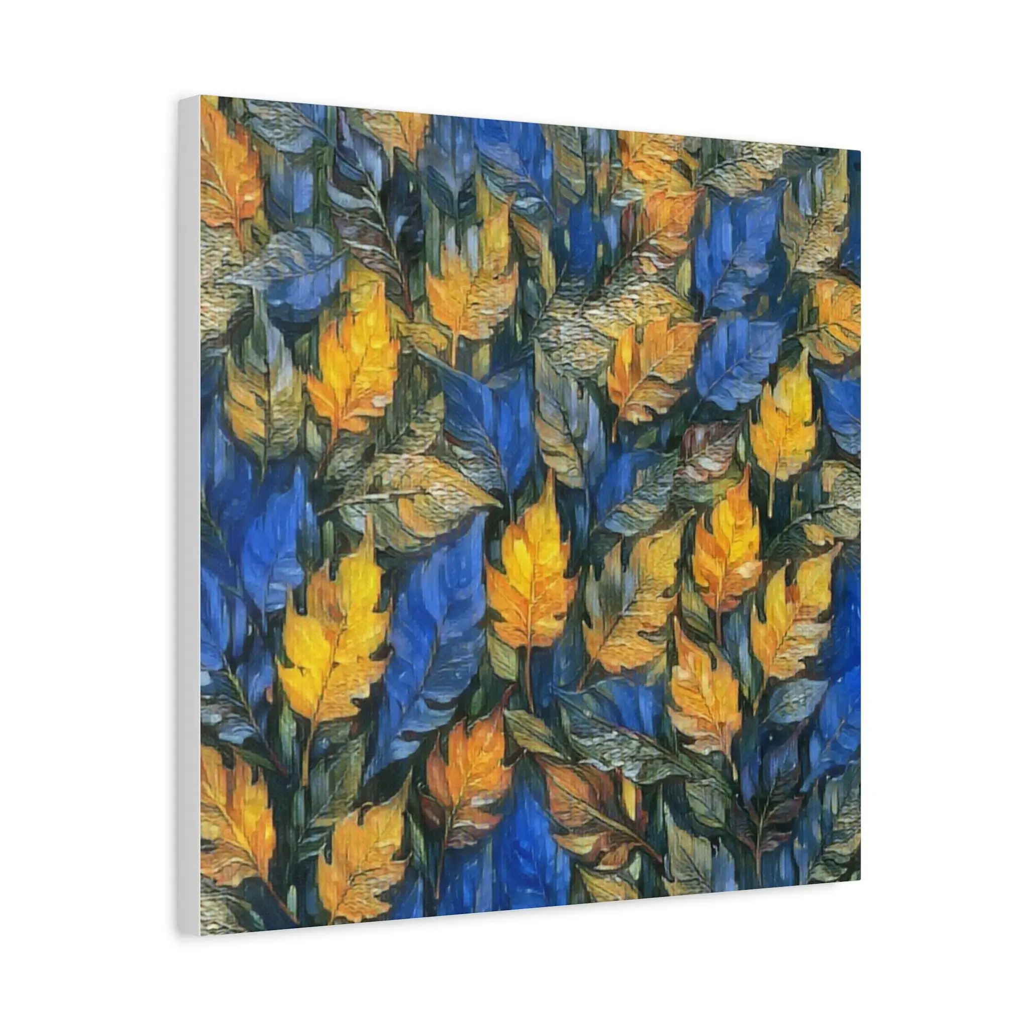 Blue and Gold Leaf - Canvas Wall Art