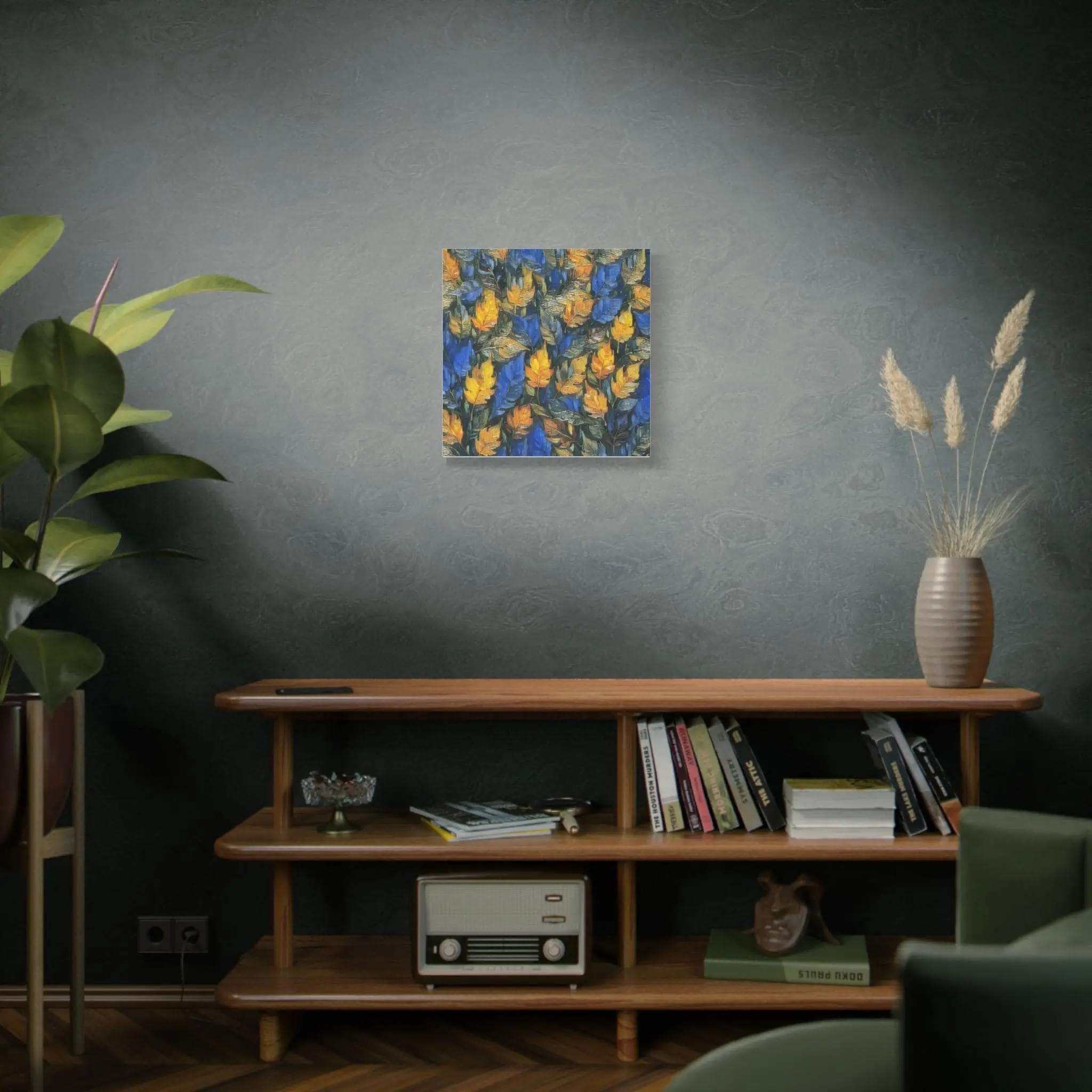 Blue and Gold Leaf - Canvas Wall Art