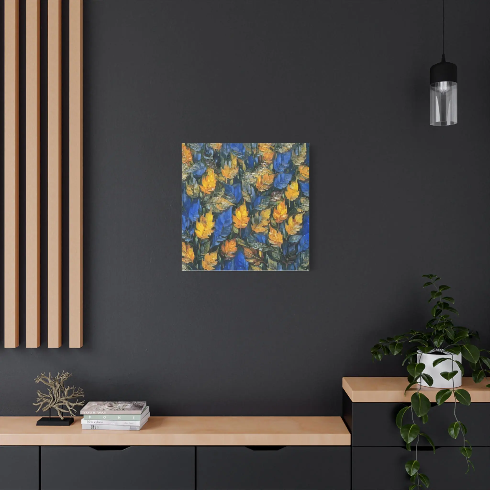 Blue and Gold Leaf - Canvas Wall Art