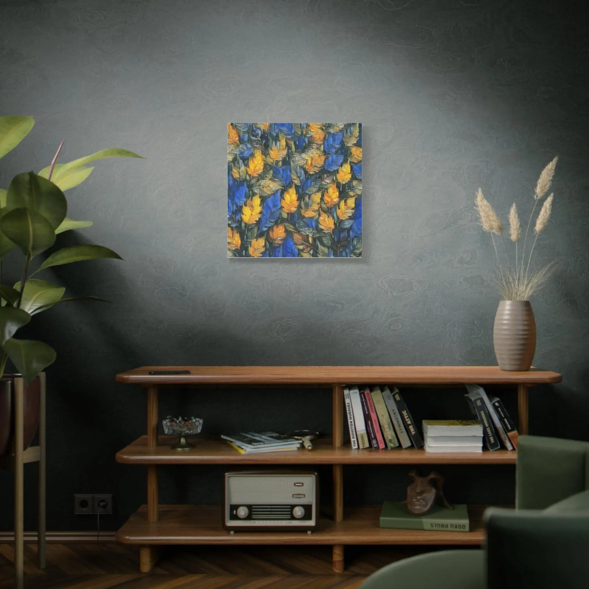 Blue and Gold Leaf - Canvas Wall Art