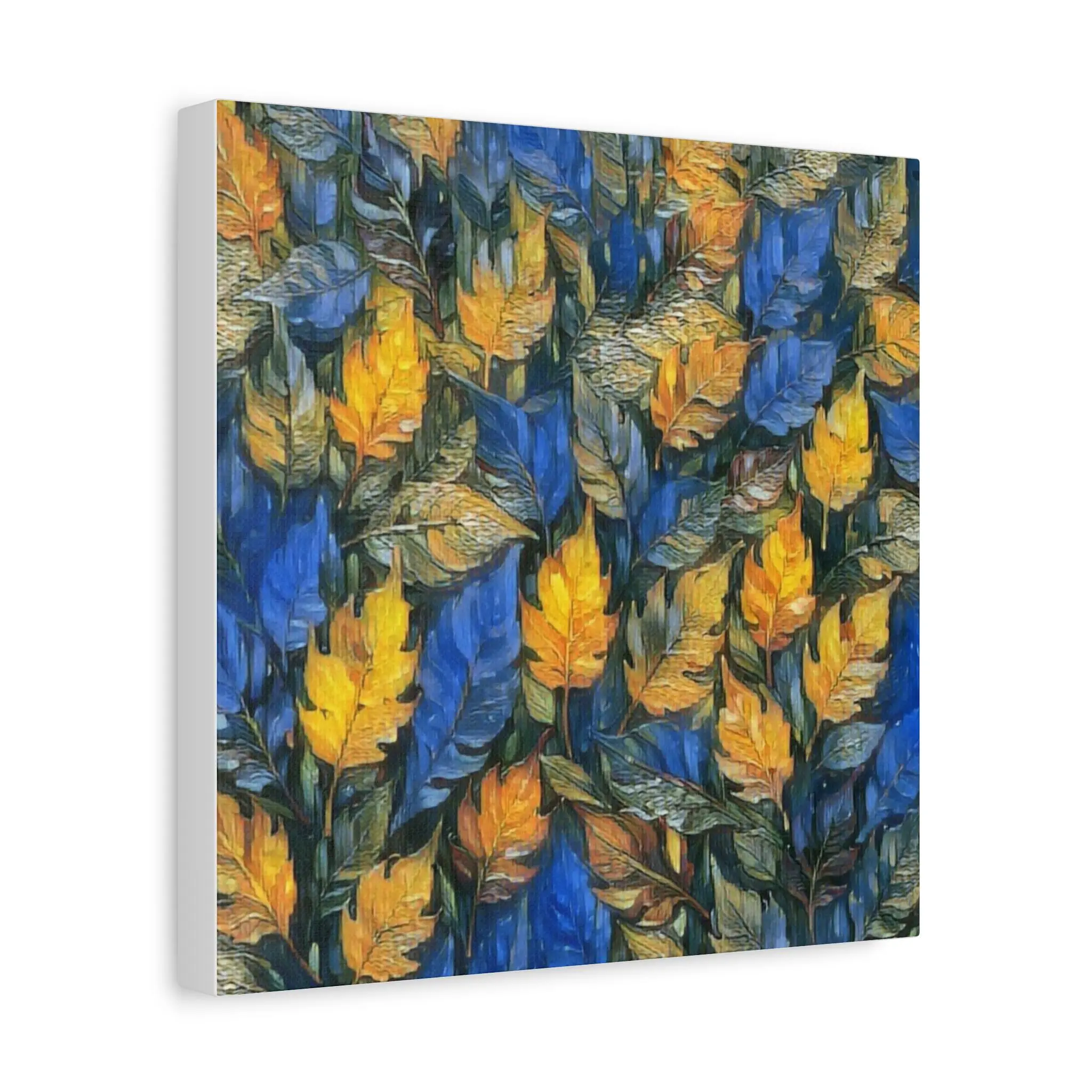 Blue and Gold Leaf - Canvas Wall Art