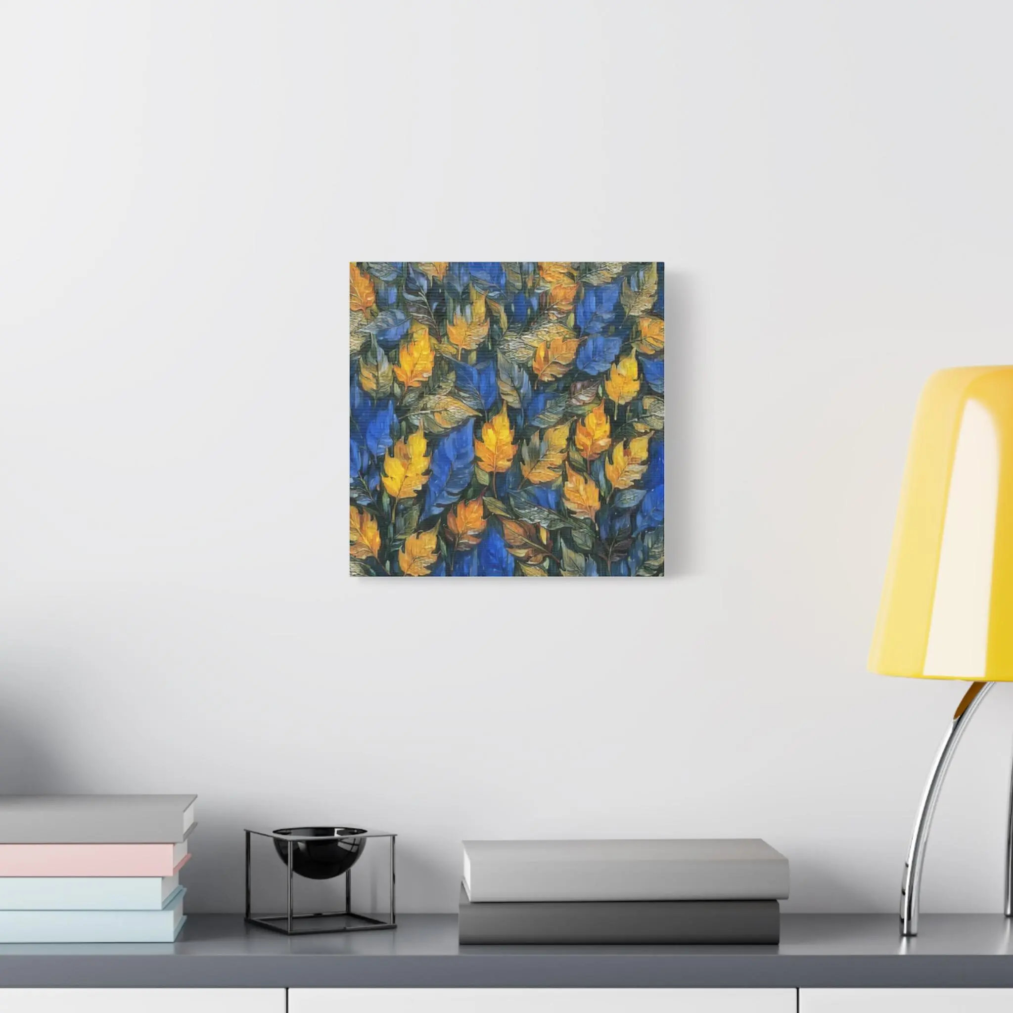 Blue and Gold Leaf - Canvas Wall Art
